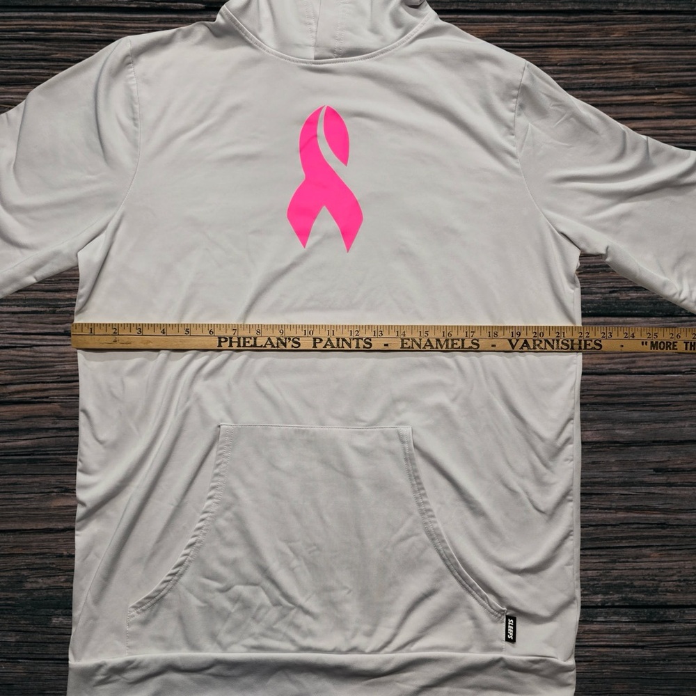 Sleefs Performance Hoodie Pink Ribbon Awareness White Unisex XL - Picture 7 of 8